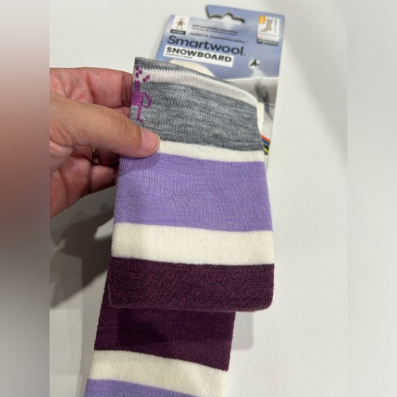 Smartwool Women's Large Snowboard OTC Socks Targeted Cushion White Purple NWT - Picture 4 of 7